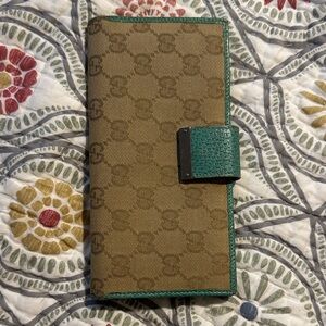 Brown and Green Patterned Wallet